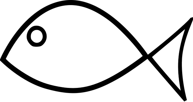 Minimalist Blackand White Fish Illustration PNG Image