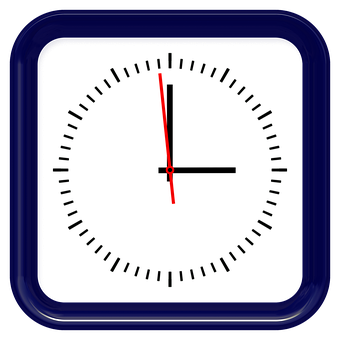 Minimalist Blue Square Clock PNG Image