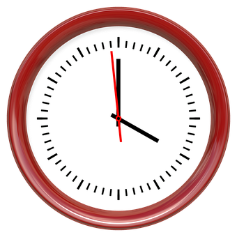 Minimalist Red Black Analog Clock PNG Image