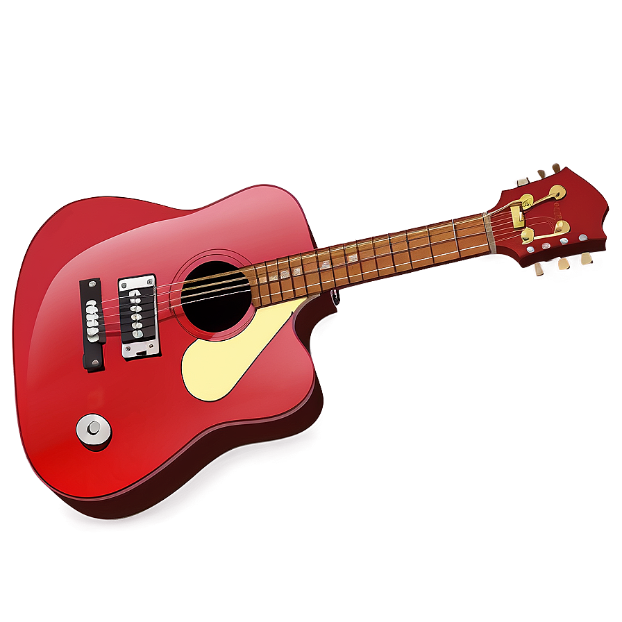 Minimalist Red Guitar Png Waj PNG Image