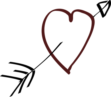 Minimalist Red Heart Outline PNG Image