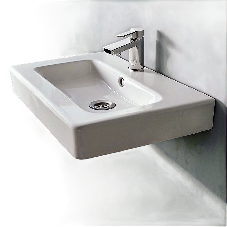 Minimalist Wall-mounted Sink Png 05242024 PNG Image