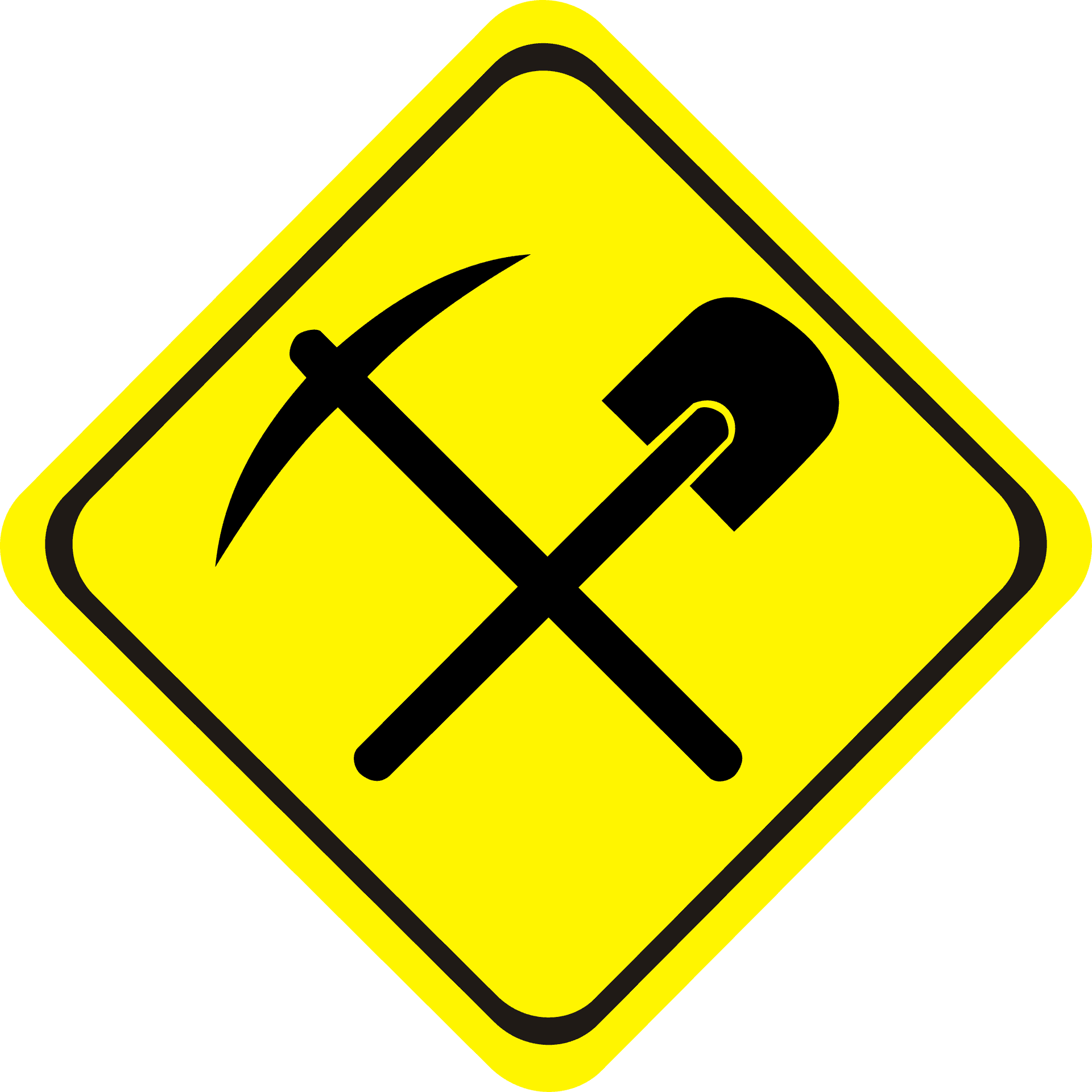 Mining Warning Sign Vector PNG Image