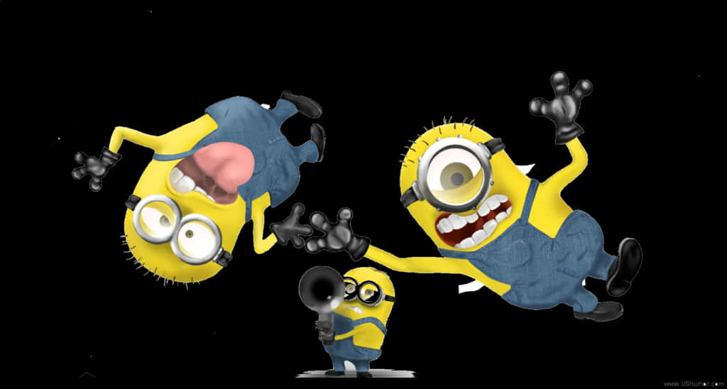 Minions_ Having_ Fun_ Black_ Background PNG Image