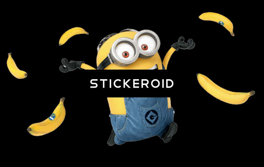 Minionwith Bananas Black Background PNG Image