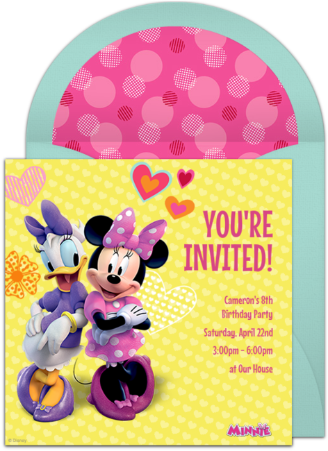 Minnie Mouse Birthday Invitation PNG Image