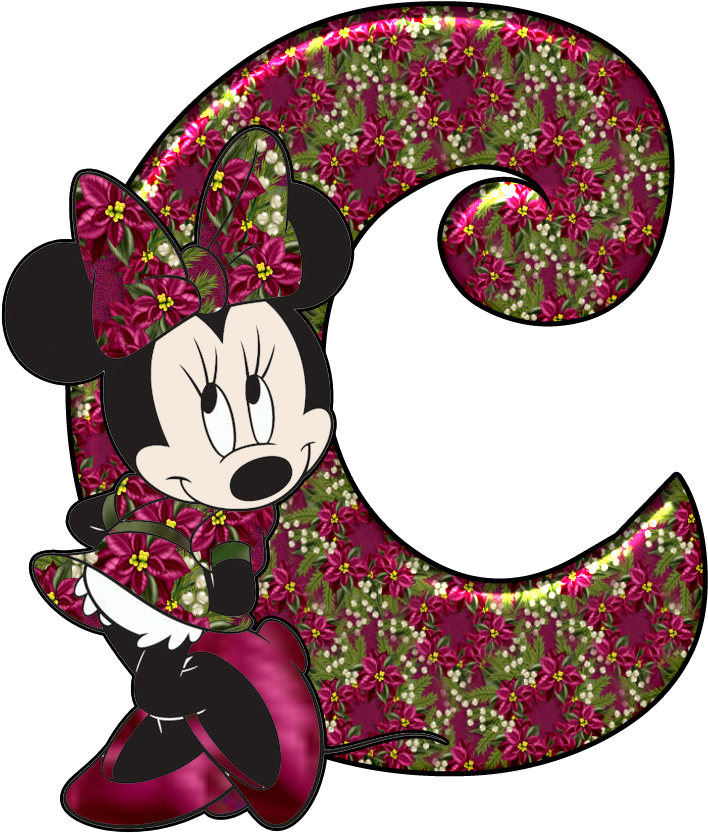 Minnie Mouse Floral Letter C PNG Image