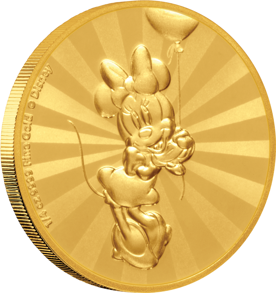 Minnie Mouse Gold Coin Collectible PNG Image