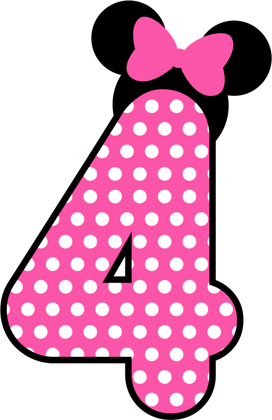 Minnie Mouse Inspired Number Four PNG Image