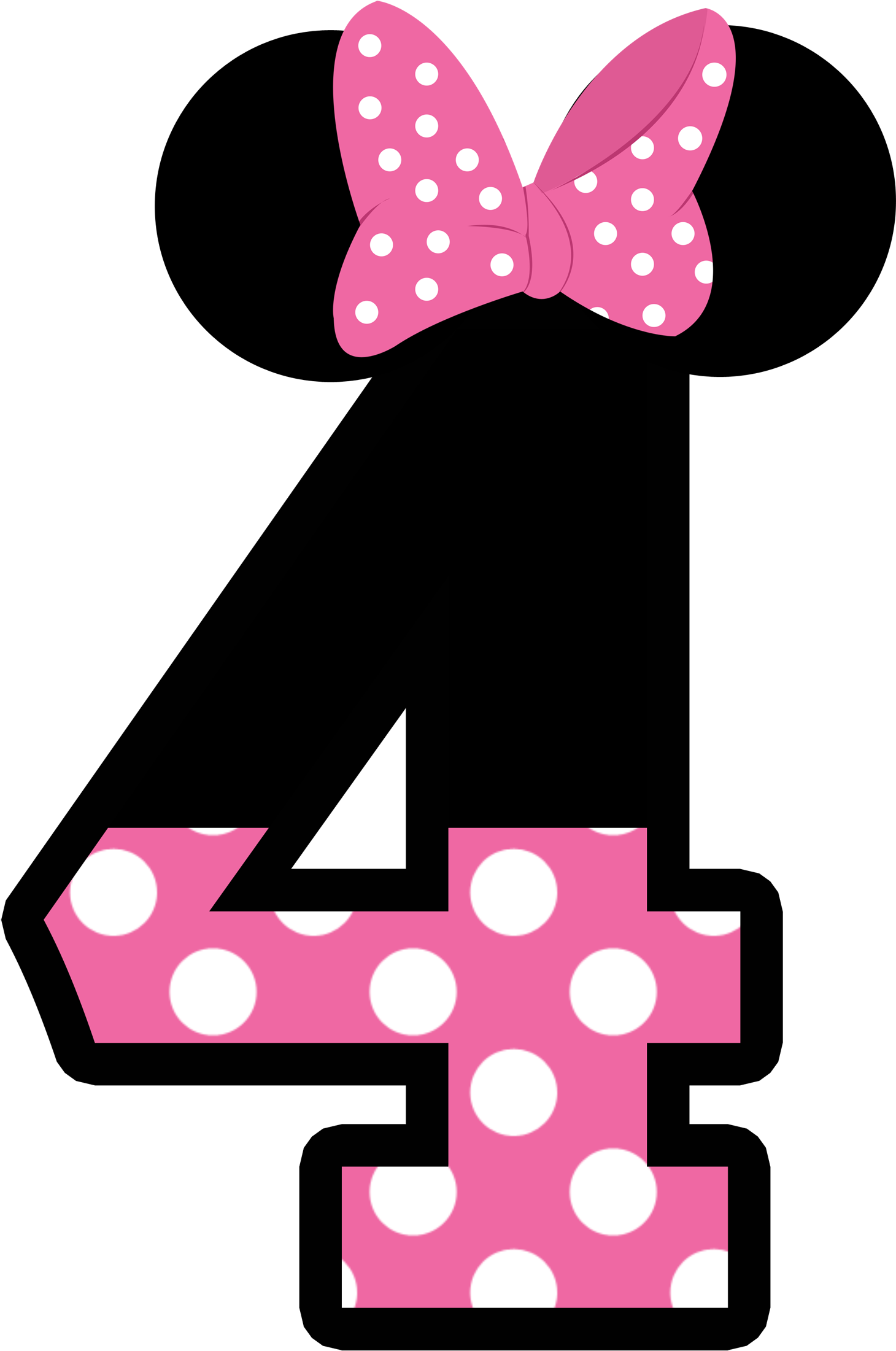 Minnie Mouse Inspired Number Four PNG Image