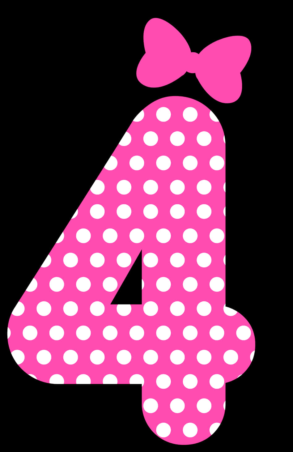 Minnie Mouse Inspired Number4 PNG Image