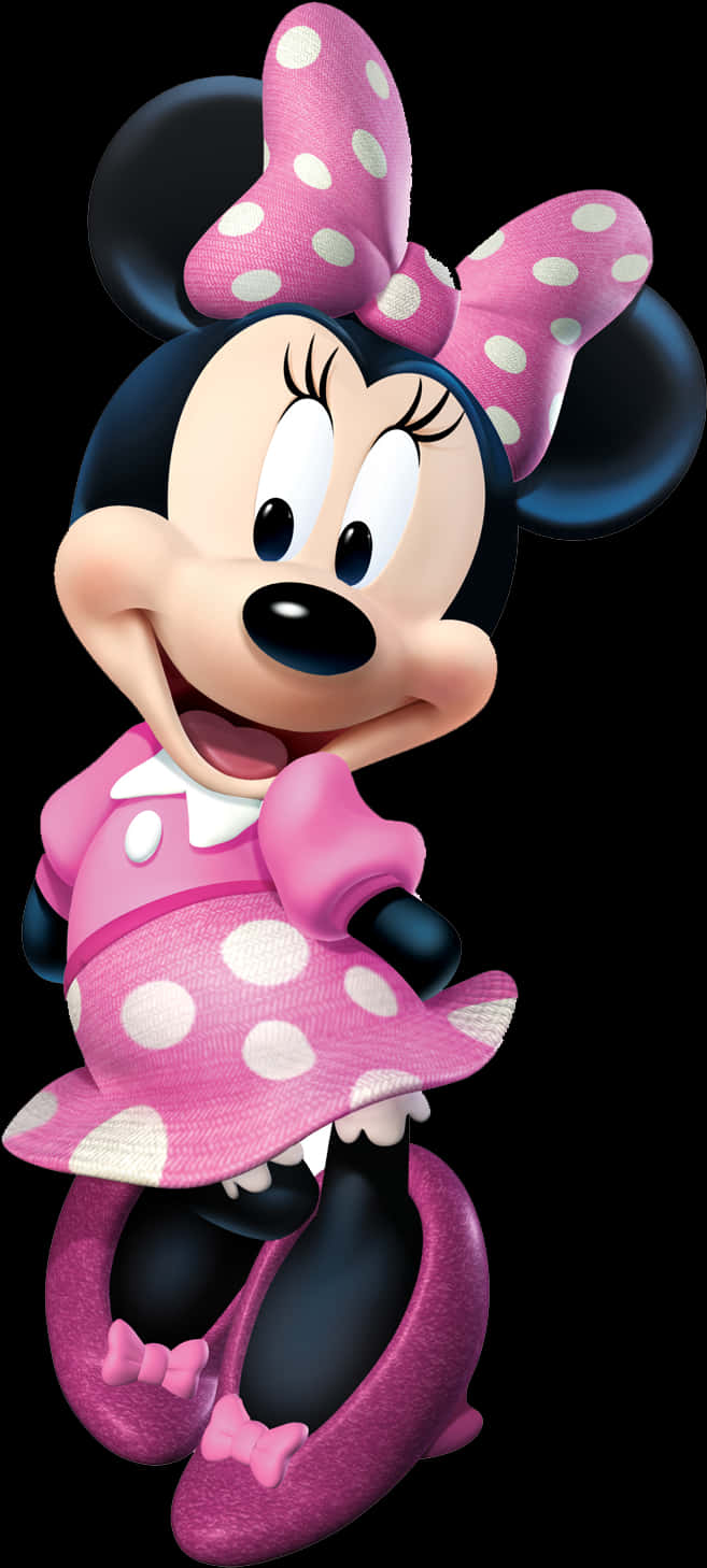 Minnie Mouse Pink Dress Polka Dots PNG Image