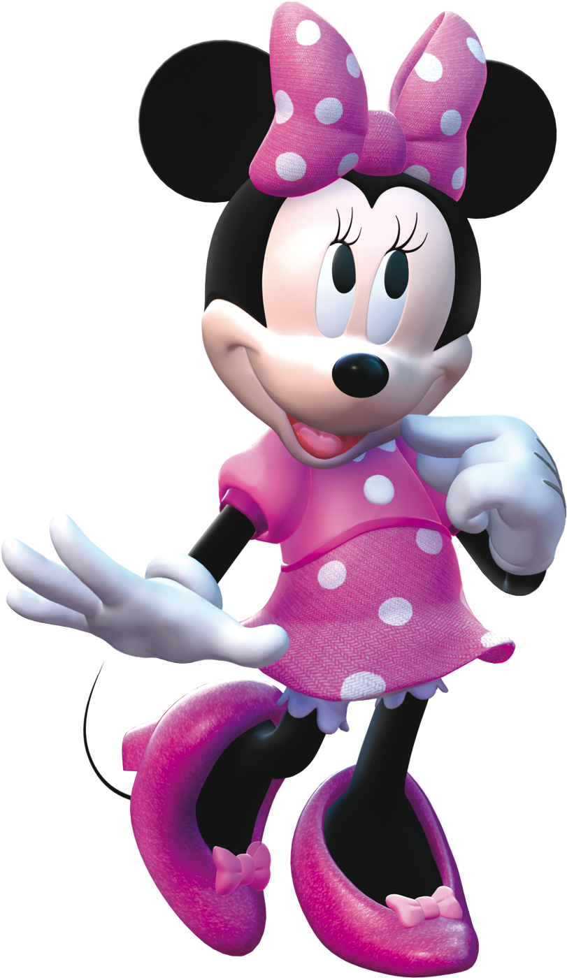 Minnie Mouse Pink Dress Polka Dots PNG Image