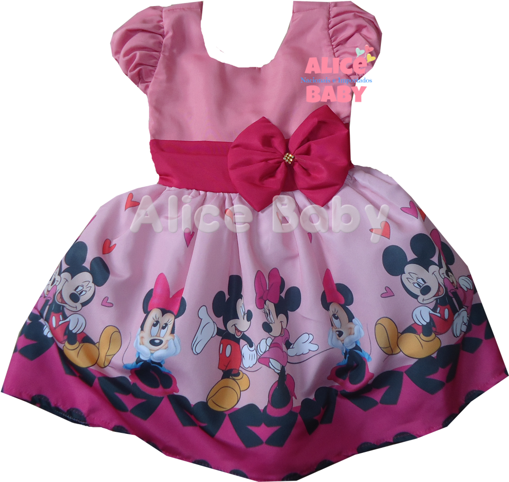 Minnie Mouse Pink Dressfor Baby PNG Image