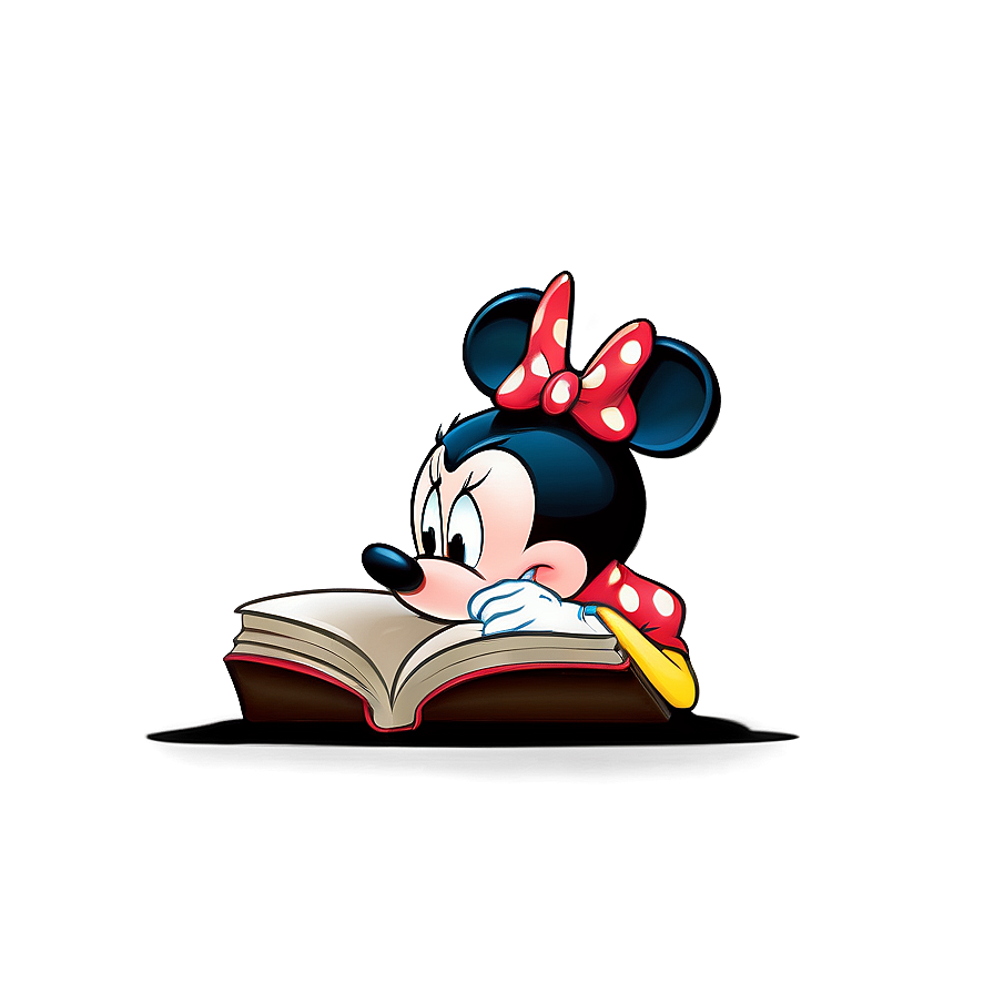 Minnie Mouse Reading A Book Png Qck32 PNG Image