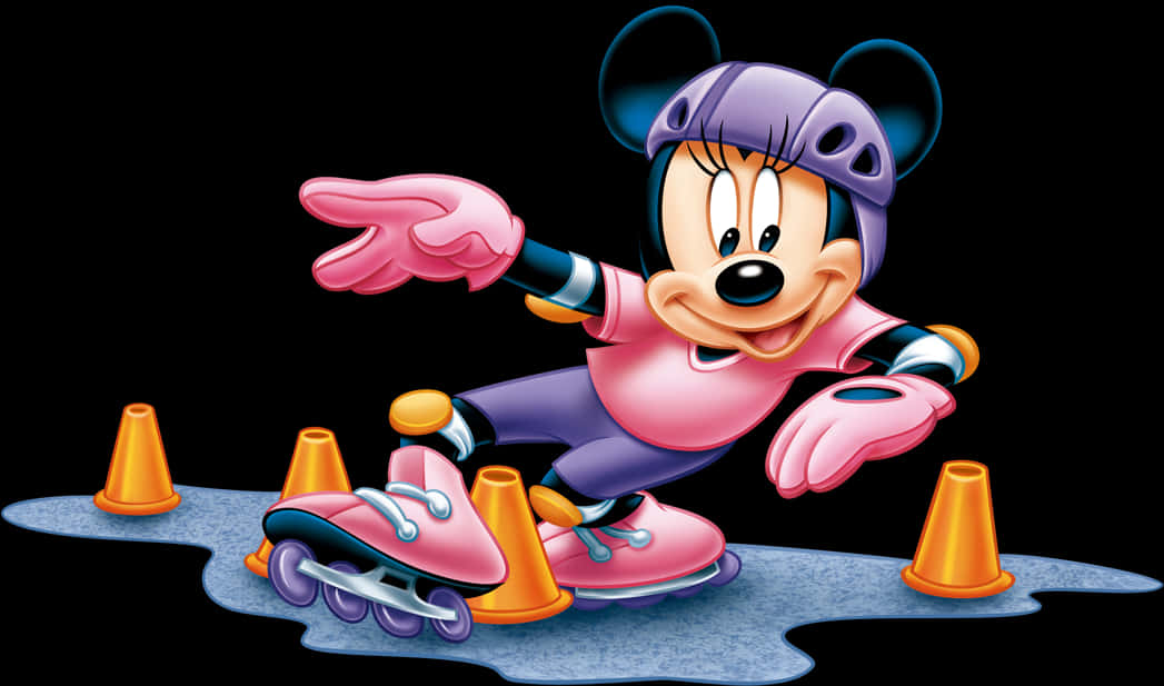 Minnie Mouse Rollerblading Fun PNG Image