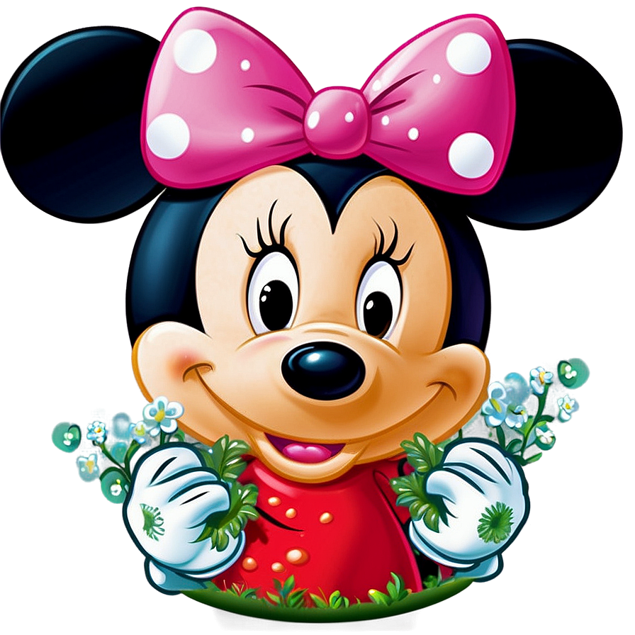 Minnie Mouse With Flowers Png Wiq PNG Image