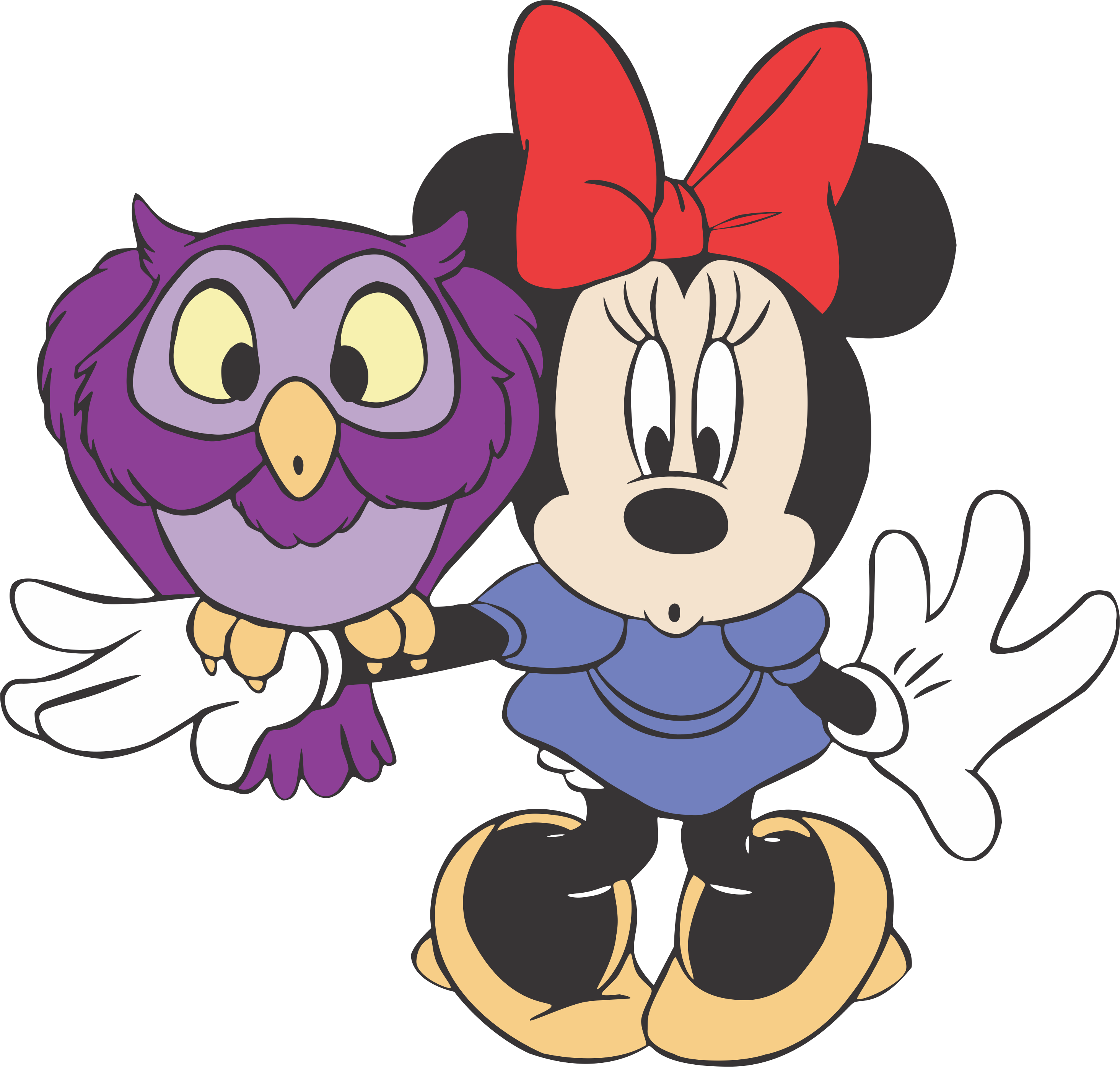 Minnie Mouse With Purple Owl PNG Image