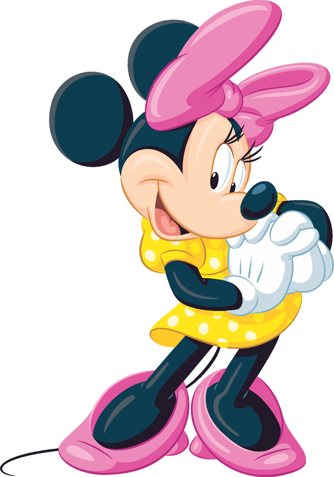 Minnie Mouse Yellow Polka Dot Dress PNG Image