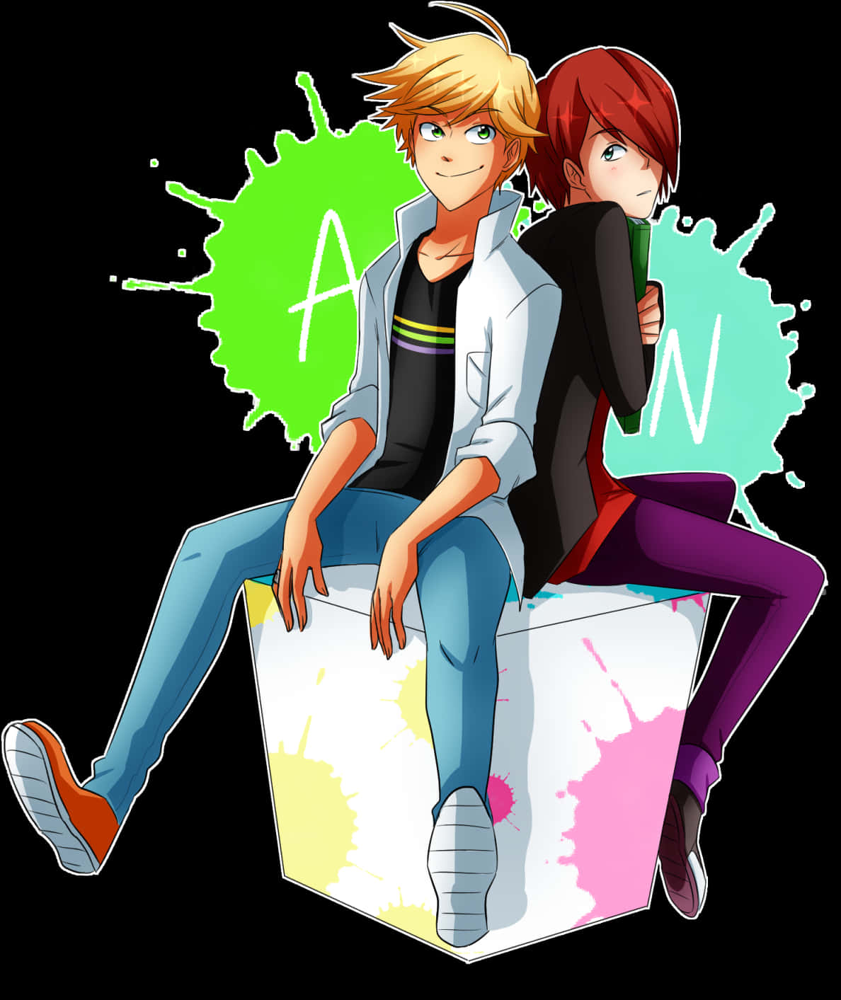 Miraculous_ Ladybug_ Adrien_and_ Nathaniel_ Vector_ Art PNG Image