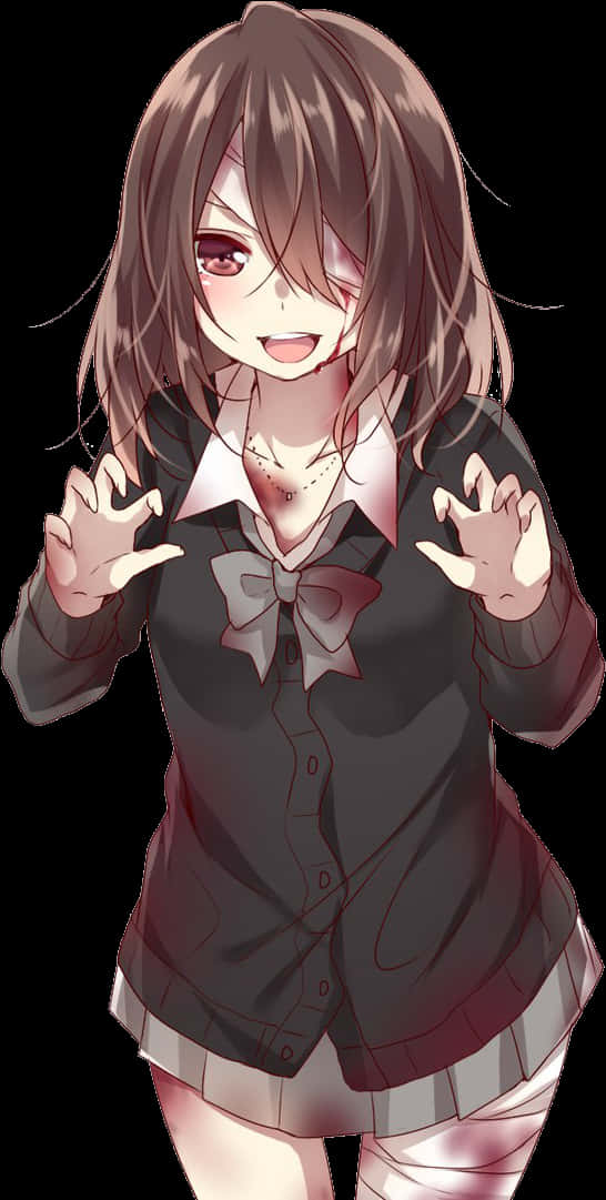 Mischievous Anime Girl Smirk PNG Image