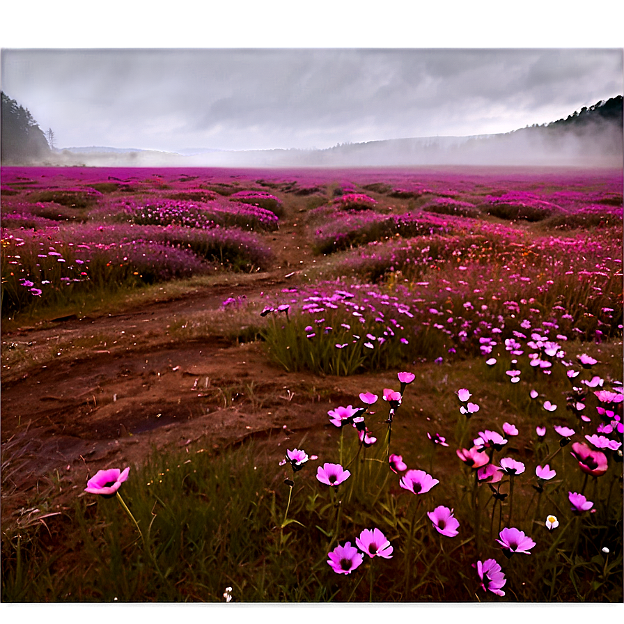 Misty Flower Field Png 48 PNG Image