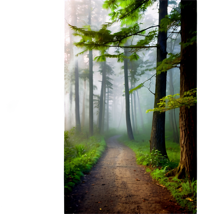 Misty Forest Path Landscape Png Hlg PNG Image