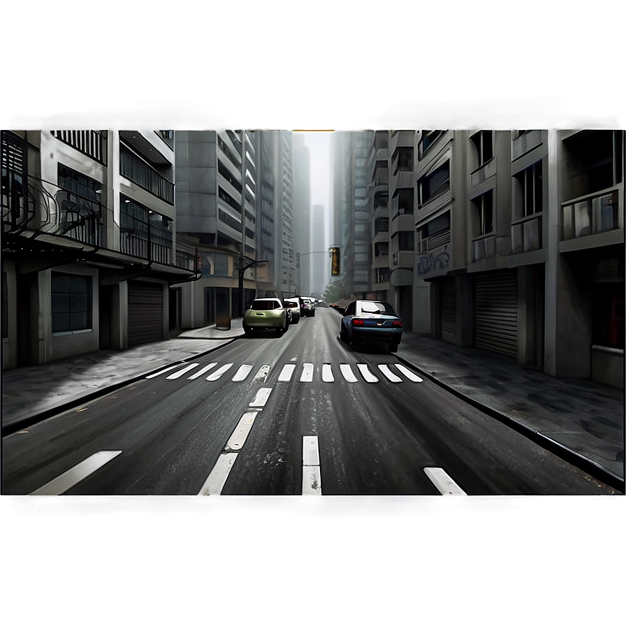 Misty Urban Streets Png Tie PNG Image