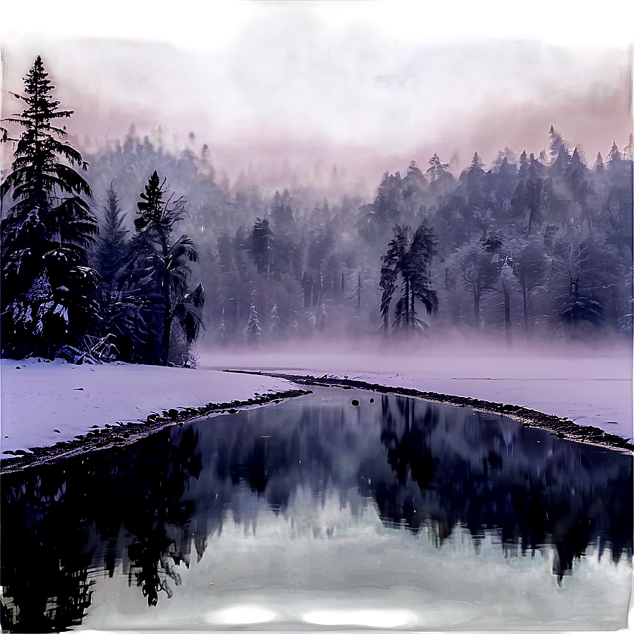 Misty Winter Landscape Png Msy PNG Image