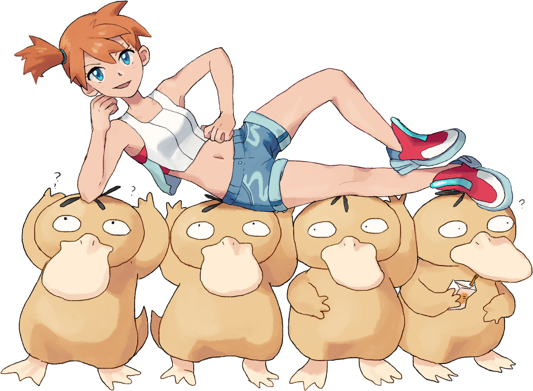 Mistyand Psyduck Teamwork Illustration PNG Image