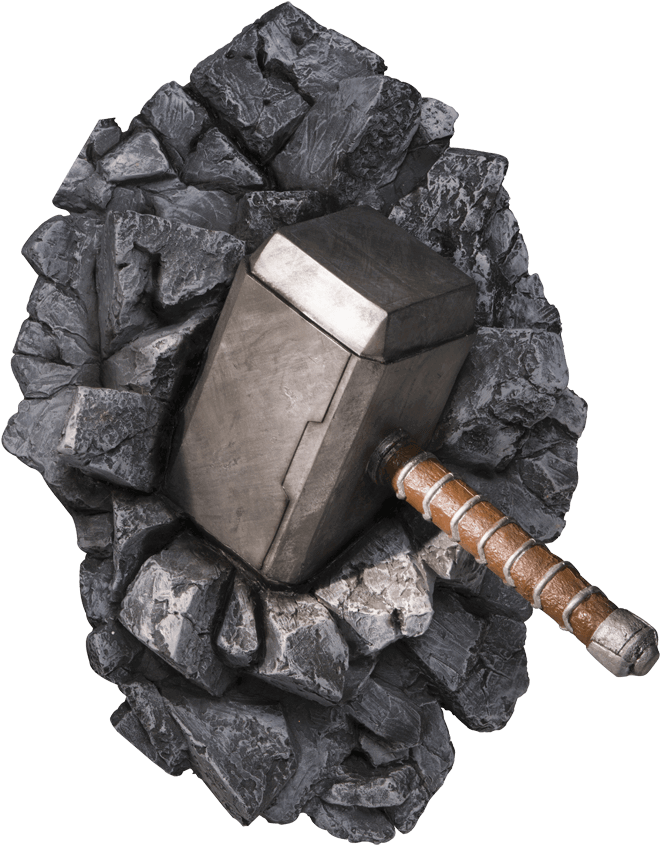 Mjolnir Hammer Embeddedin Rock PNG Image