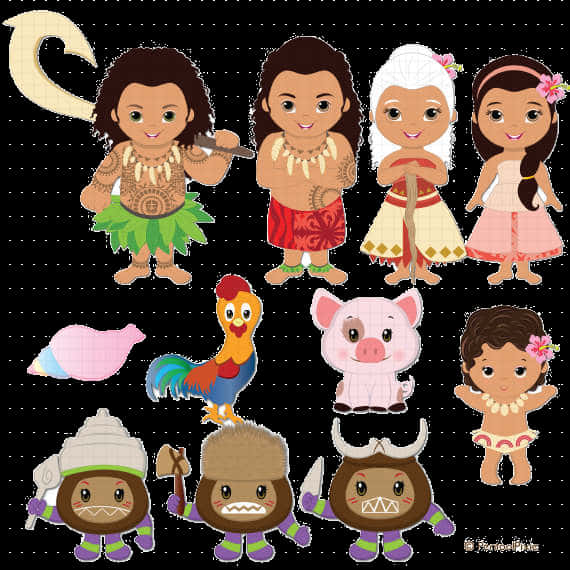 Moana Animated Character Collage PNG Image