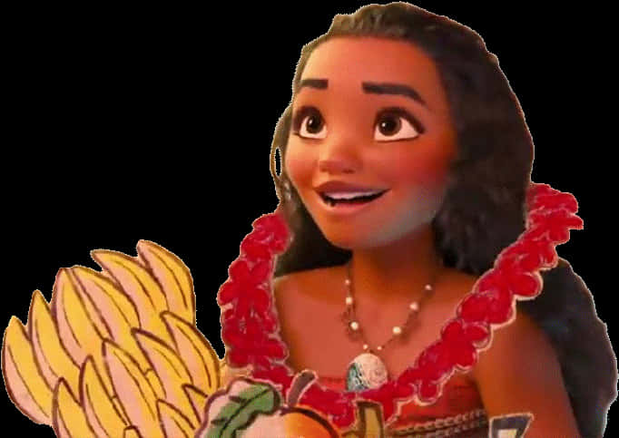 Moana Smiling With Headdress PNG Image