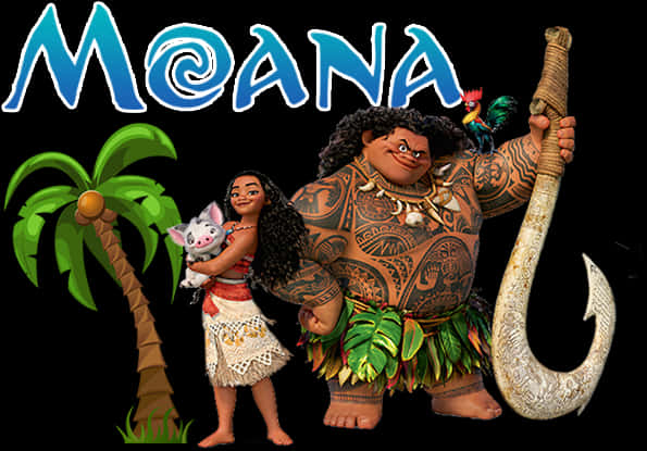 Moanaand Maui Adventure Pose PNG Image