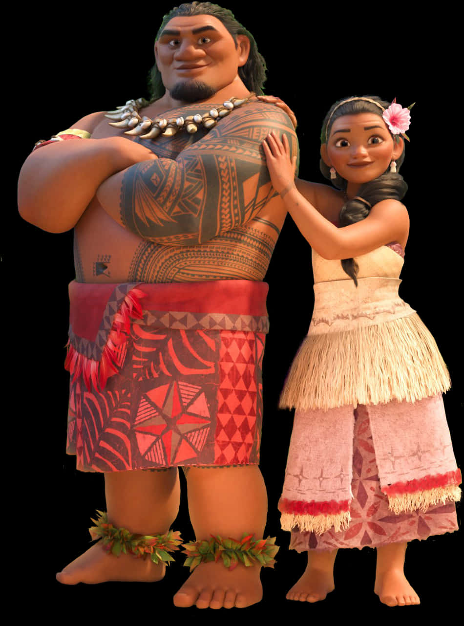 Moanaand Maui Smiling Together PNG Image