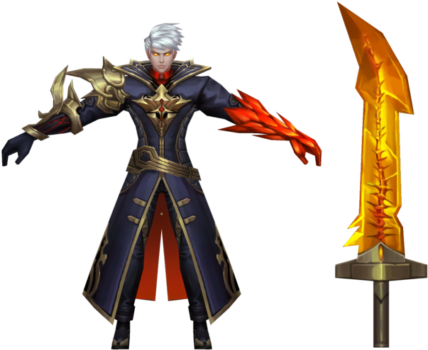 Mobile Legends Hero With Flaming Sword PNG Image