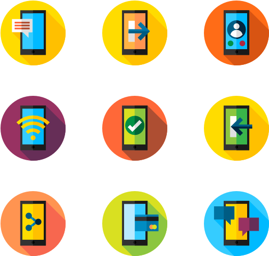 Mobile Phone Features Icons Set PNG Image