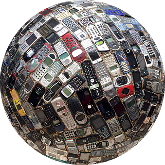 Mobile Phone Mosaic Globe PNG Image