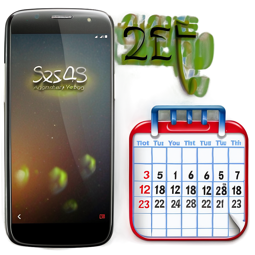 Mobile Phone With Calendar App Png 06112024 PNG Image