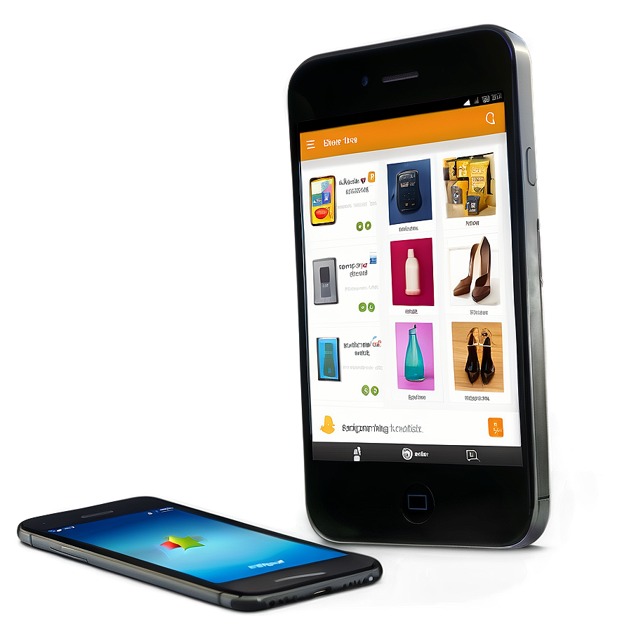 Mobile Phone With Shopping App Png Cqe2 PNG Image