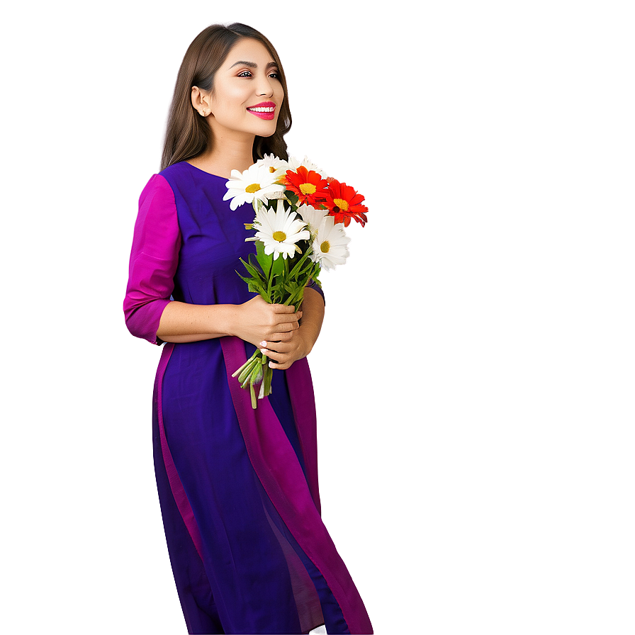 Model With Flowers Png Sid27 PNG Image