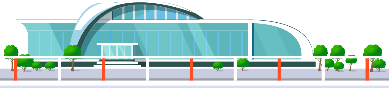 Modern Airport Terminal Exterior Vector PNG Image