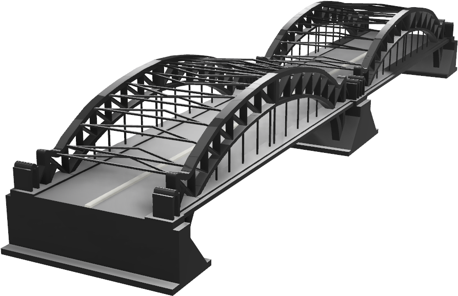 Modern Arch Steel Bridge3 D Model PNG Image