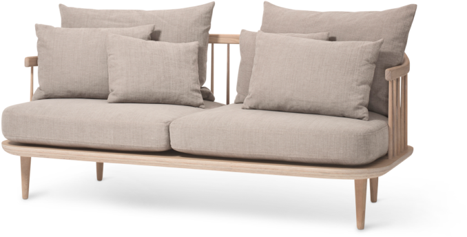 Modern Beige Two Seater Sofa PNG Image