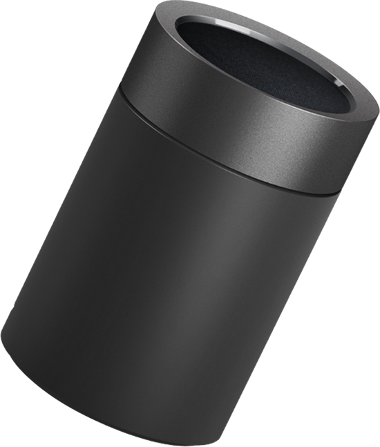 Modern Black Cylindrical Speaker PNG Image