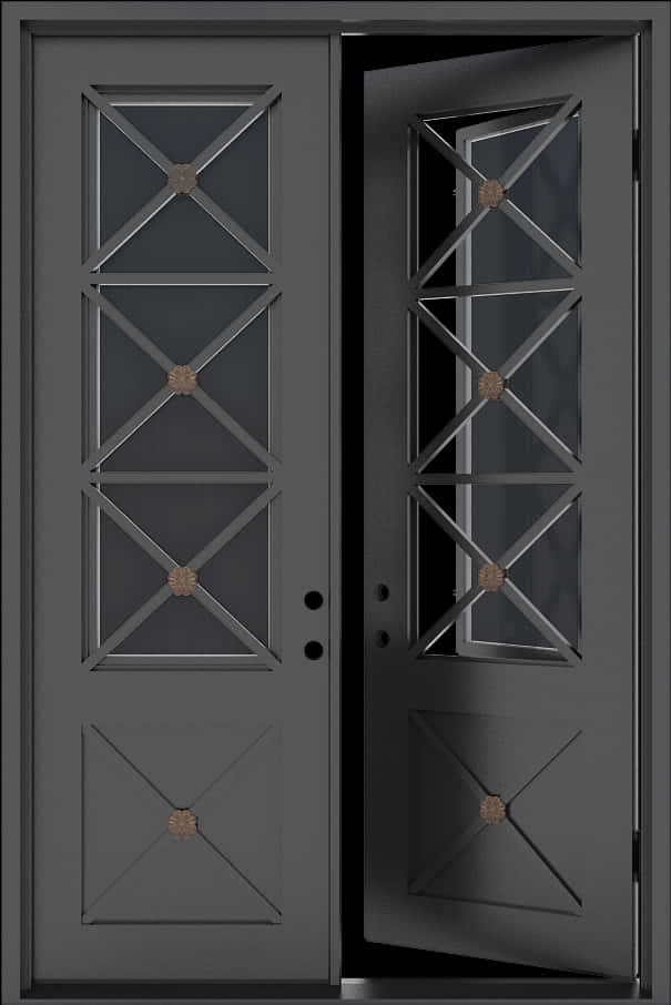 Modern Black Doorwith Geometric Design PNG Image