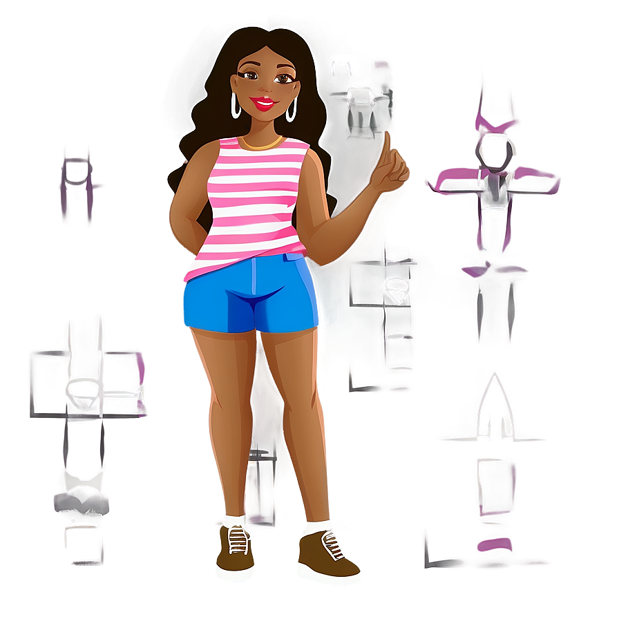 Modern Black Girl Cartoon Png Eiy78 PNG Image