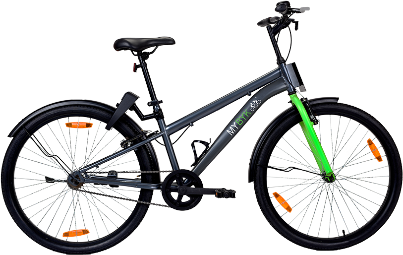 Modern Black Green Urban Bicycle PNG Image