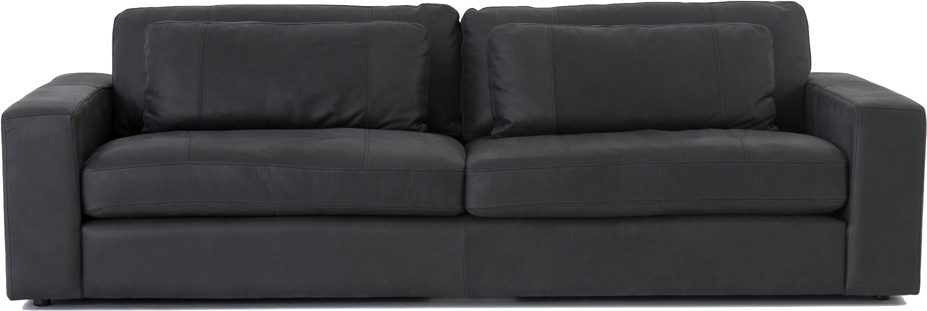 Modern Black Leather Sofa PNG Image