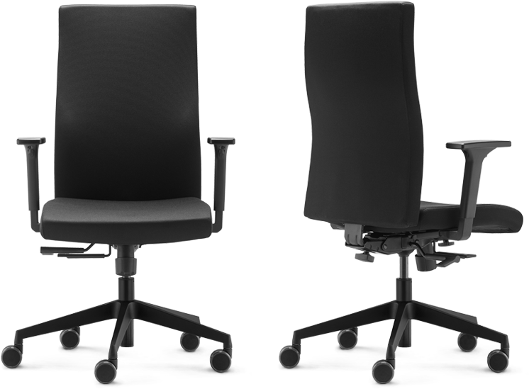 Modern Black Office Chair Two Views PNG Image